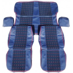 ensemble garnitures sièges complets modèle export tissu écossais bleu R4L le clan à partir de 1984 sièges avant GM 