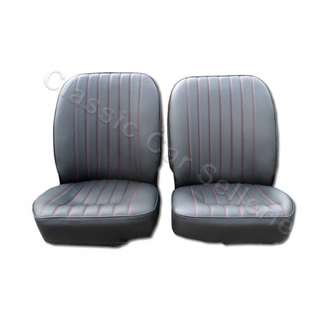 ensemble 2 garnitures sièges avant cuir noir sans appuis tête jaguar type E