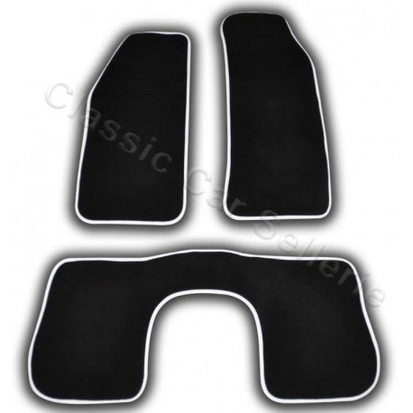 kit tapis 3 pièces velours noir biais blanc 205 CT roland garros
