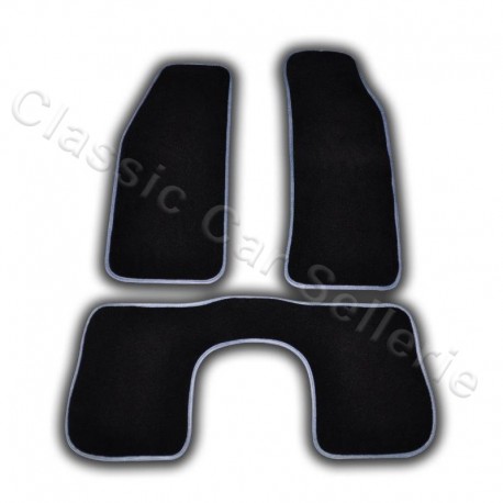 kit tapis 3 pièces velours noir biais simili jeans