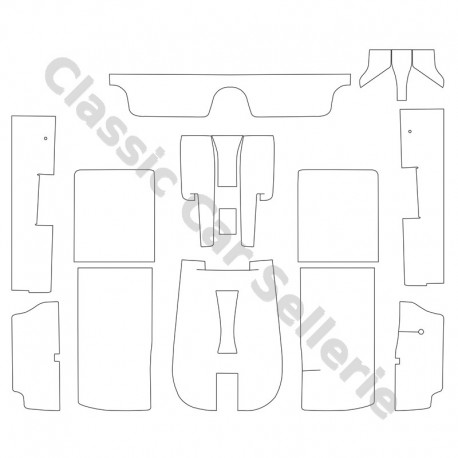 kit moquette peugeot 504cc phase 2 velours noir 12 pièces dont fourreau de frein à main
