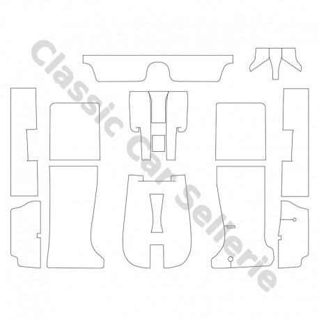 kit moquette peugeot 504cc phase 1 velours beige 12 pièces dont fourreau de frein à main
