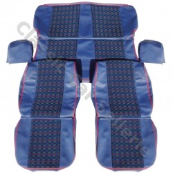 ensemble garnitures sièges complets modèle export tissu écossais bleu R4L le clan à partir de 1984 sièges avant GM 