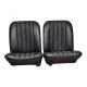 ensemble 2 garnitures sièges avant cuir noir/simili picot noir mercedes 230 SL pagode 1966