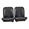 ensemble 2 garnitures sièges avant cuir noir/simili picot noir mercedes 230 SL pagode 1966