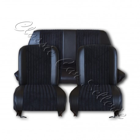deensemble garnitures de sièges complet tissu côtelé noir/simili noir fiat 500 F/L/R